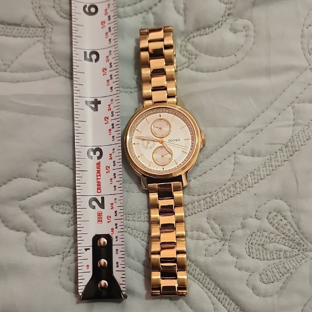 FOSSIL Gold-Tone Watch with White Dial - Picture 5 of 8